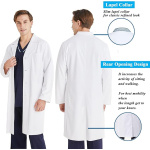 CoatCool Laborkittel Weiß Kittel Baumwolle Arztkittel Herren Damen Mantel Hygiene Langarm Medizin Mantel mit Knöpfen und 3 Tasche Chemie Kittel Schule Unisex Arztmantel für Labor, Studium, Arbeit – Bild 2