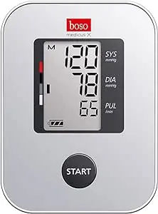 boso medicus X - Bestes Oberarm-Blutdruckmessgerät Stiftung Warentest 5/2016, 11/2018 und 9/2020 mit Einknopfbedienung, großem Display und Arrhythmie-Erkennung – Mit Standard-Manschette (22-32cm)