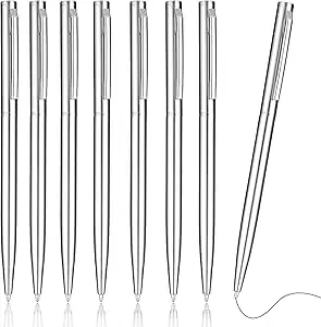 TIESOME Kugelschreiber, 8PCS 1.0mm glattes Schreiben Kugelschreiber Punkt schwarzer Tinte Kugelschreiber schnell trocknend Schreibstift Kugelschreiber für Büro Schule liefert (Silber)